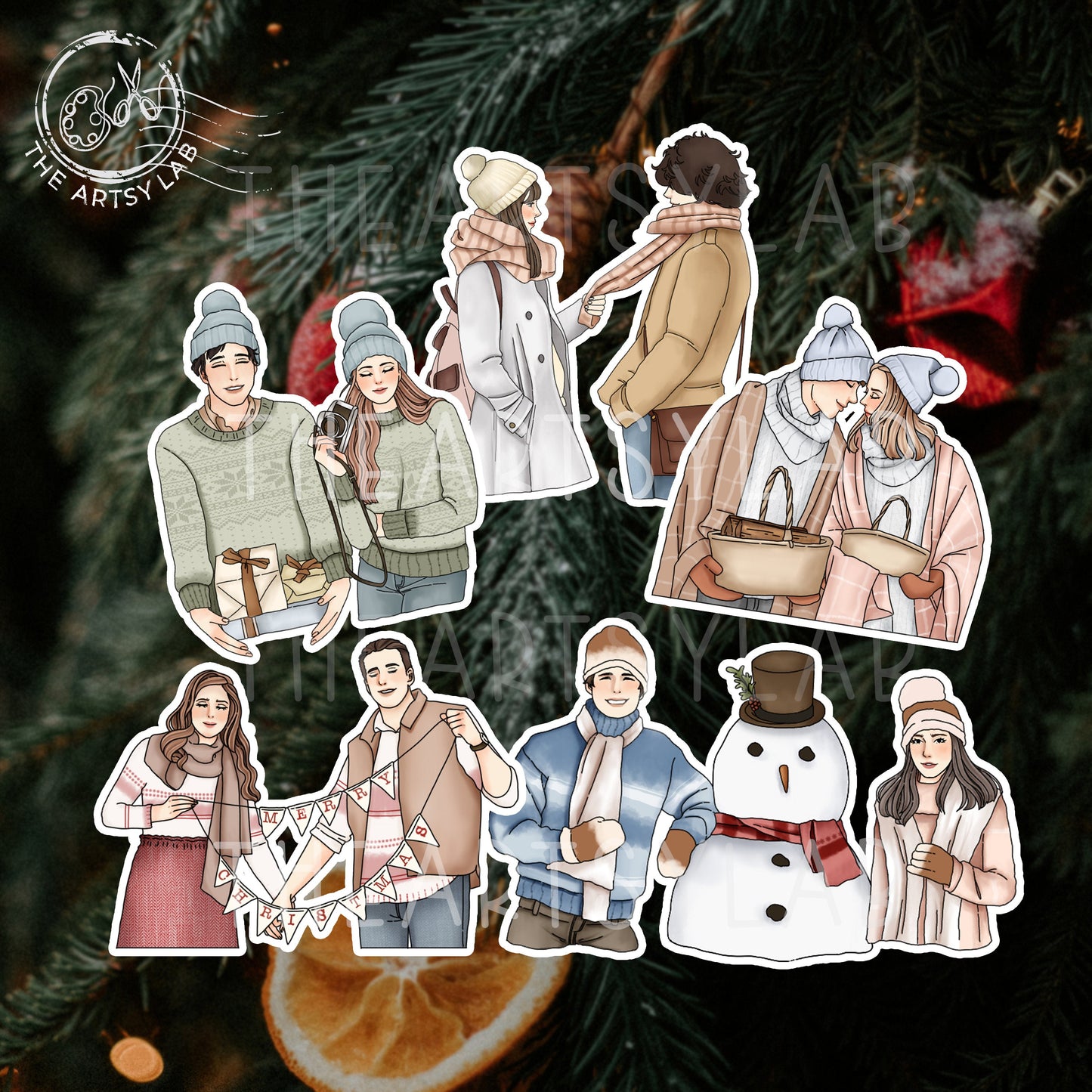 Holiday Spirit Girl & Couple Stickers