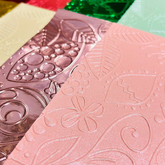 Decorative Christmas Embossed Cardstock 1, 250gsm Mirror Foil and Pearlescent Paper, Journal and Scrapbook, Book Journaling, The Artsy Lab