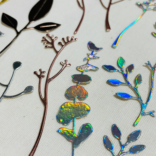 Mirror Foil Leaf Die Cuts: Scrapbooking Cardmaking Bundle