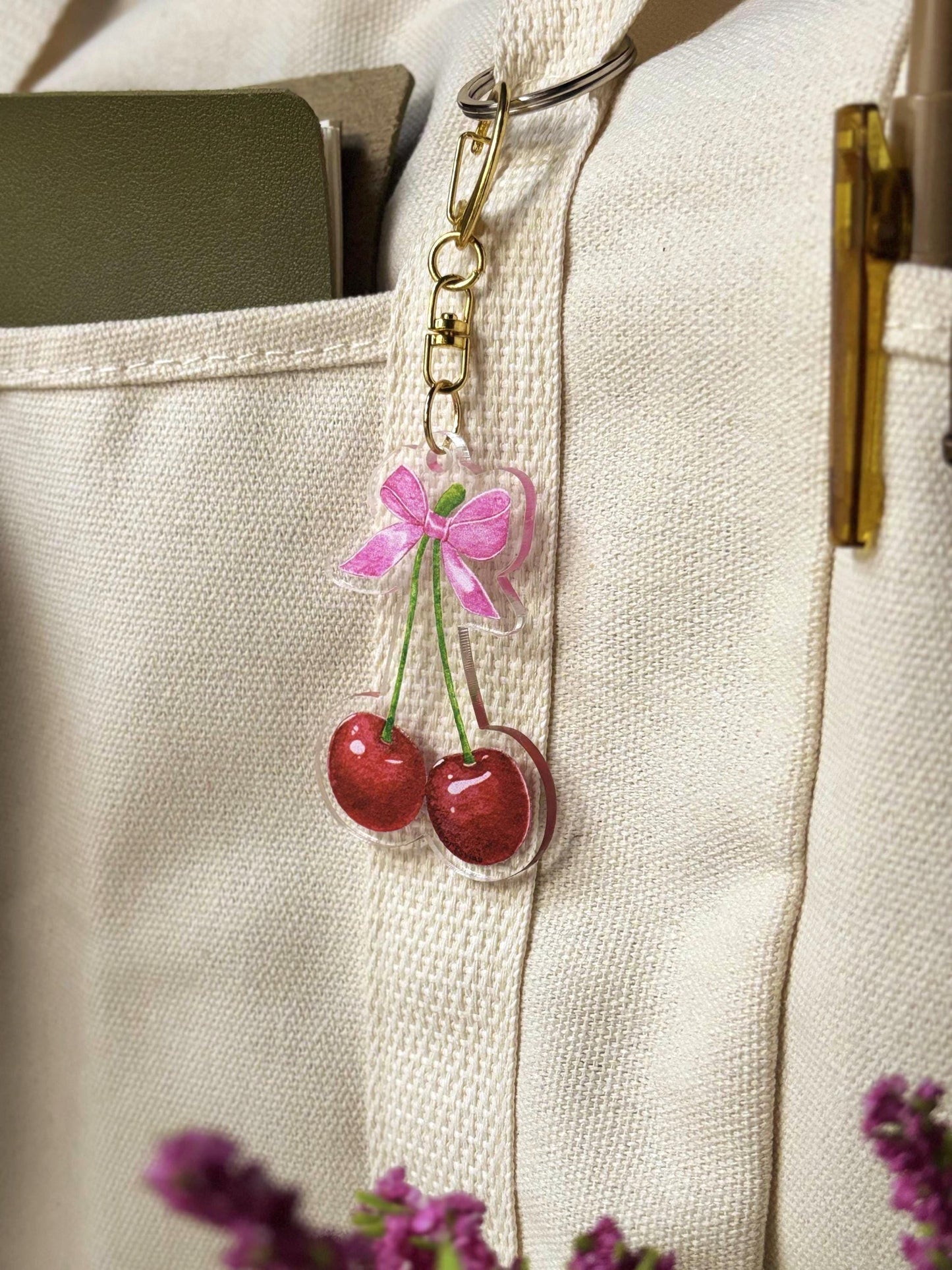 Cherry & Bow Acrylic Keychain