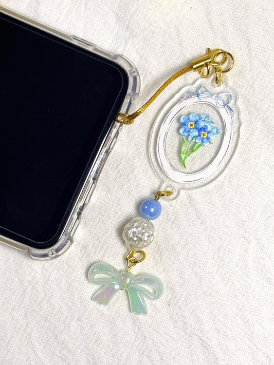 Forget Me Not Flower Acrylic Phone Charm
