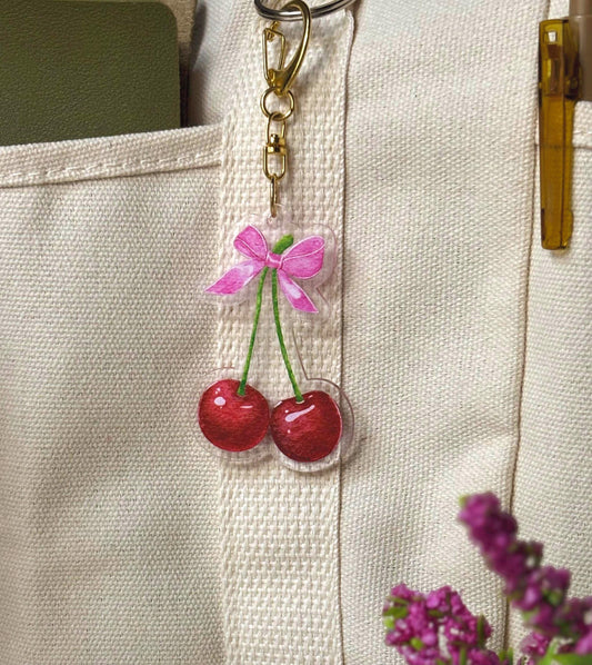 Cherry & Bow Acrylic Keychain