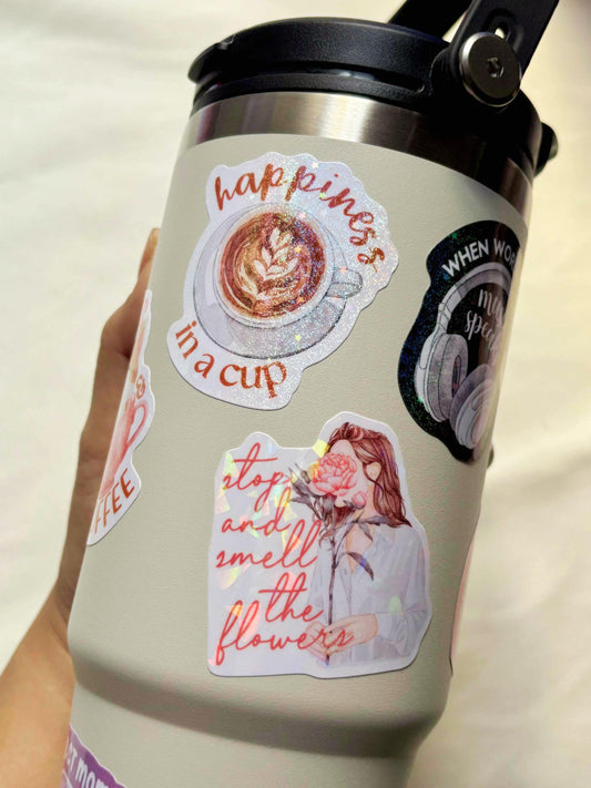 Happiness in a cup Waterproof Sticker