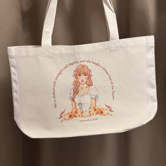 Proverb 31:25 Stylish Tote Bag