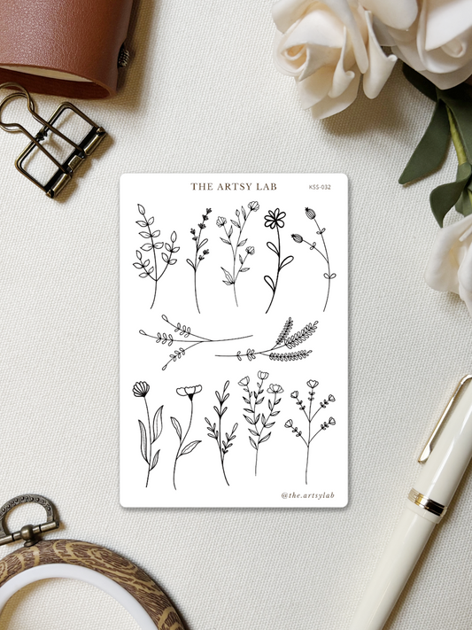 Wild Flowers Line Art