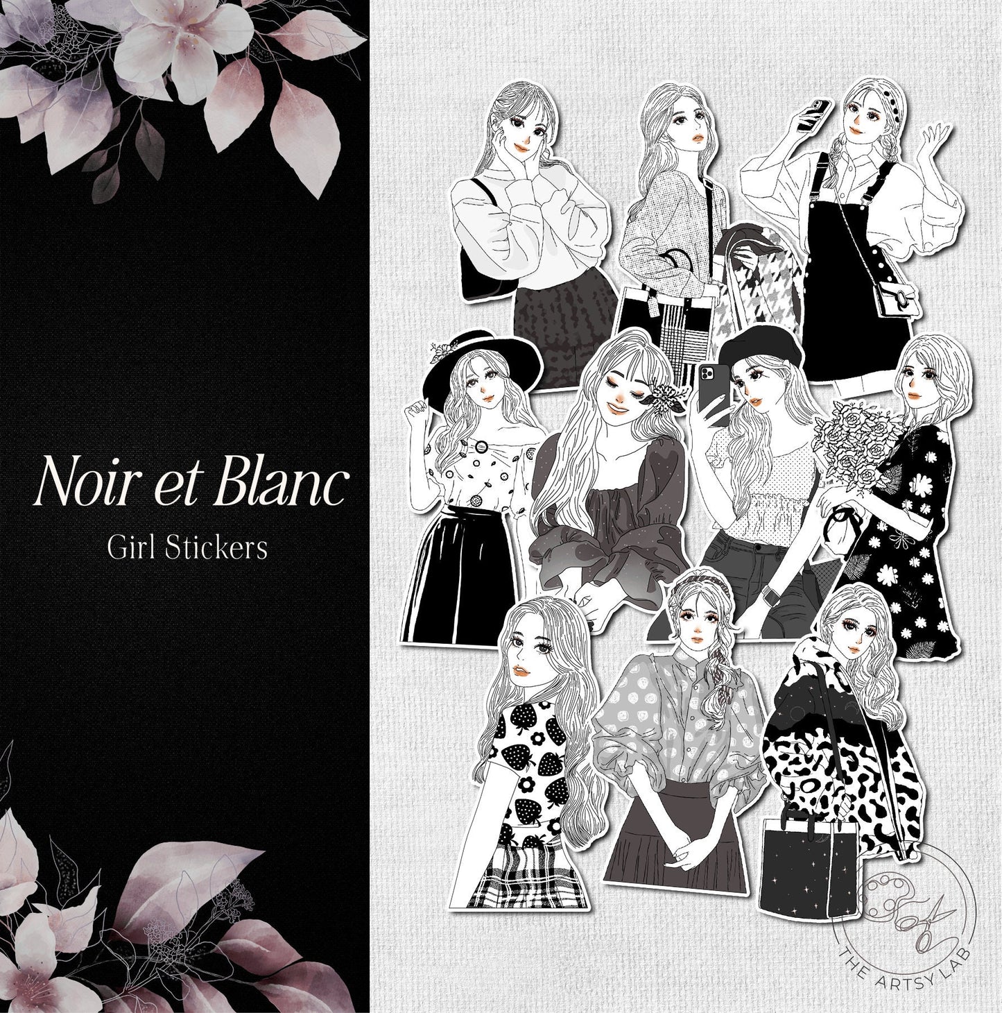 Noir et Blanc Girl Stickers