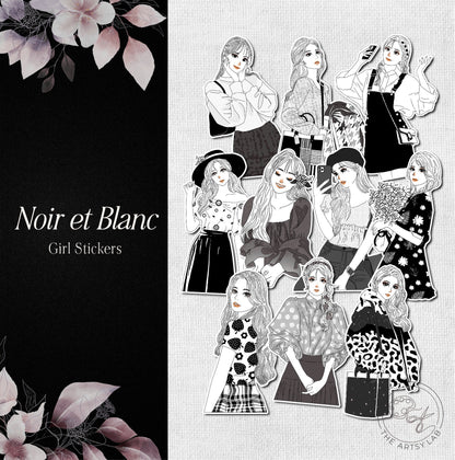 Noir et Blanc Girl Stickers
