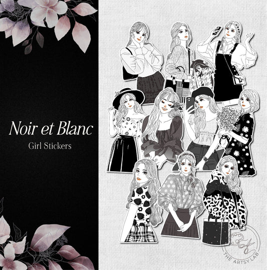 Noir et Blanc Girl Stickers