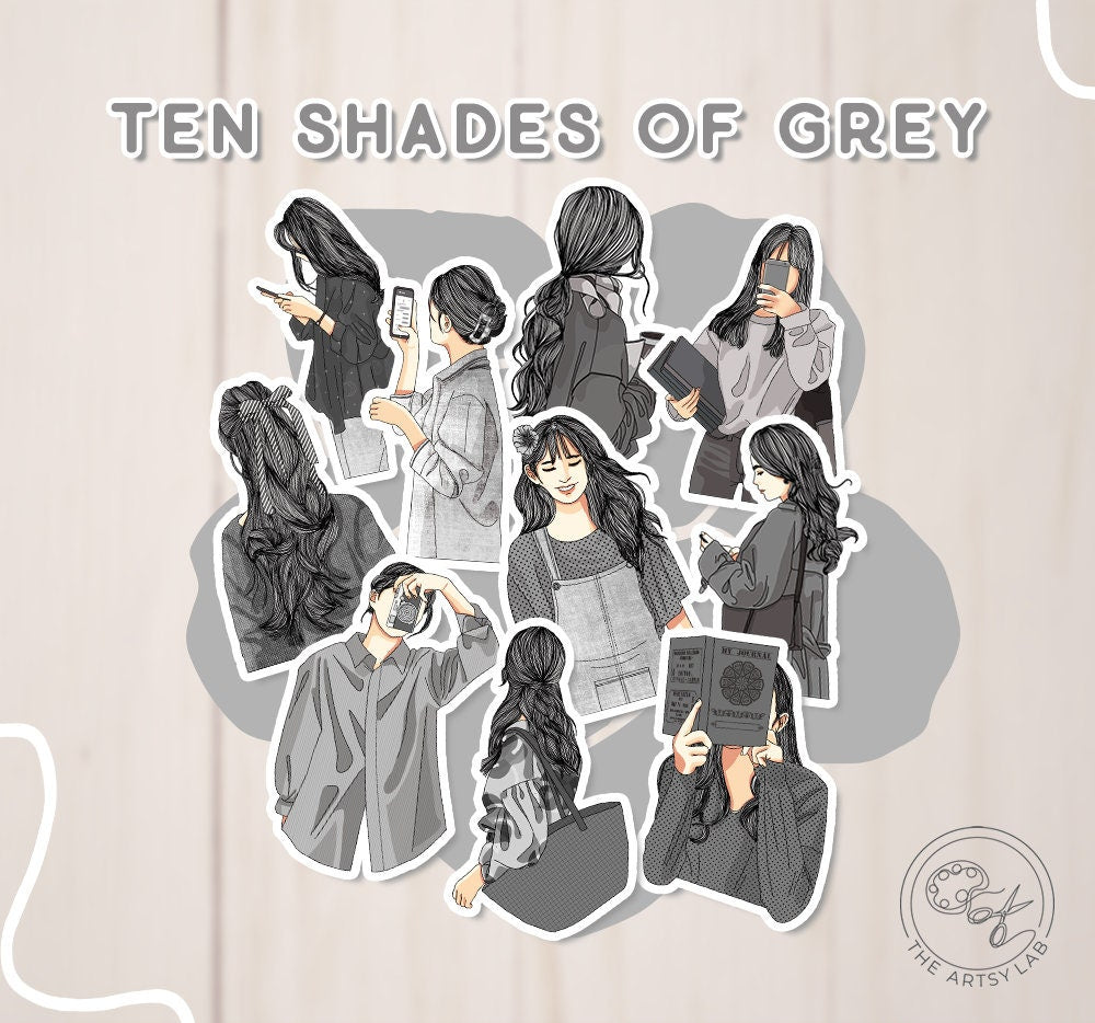 Ten Shades of Grey Girl Stickers