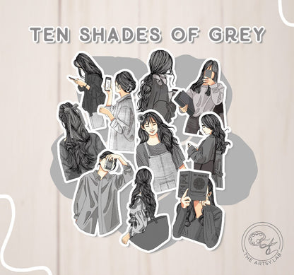 Ten Shades of Grey Girl Stickers