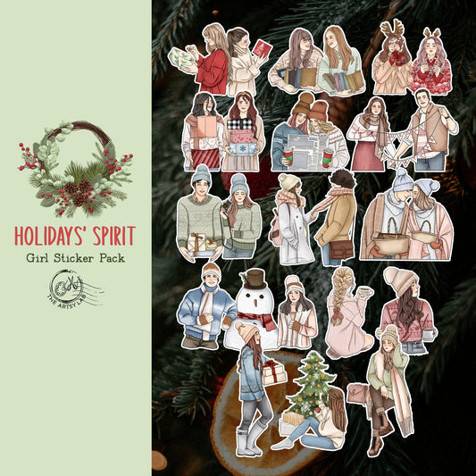 Holiday Spirit Girl & Couple Stickers