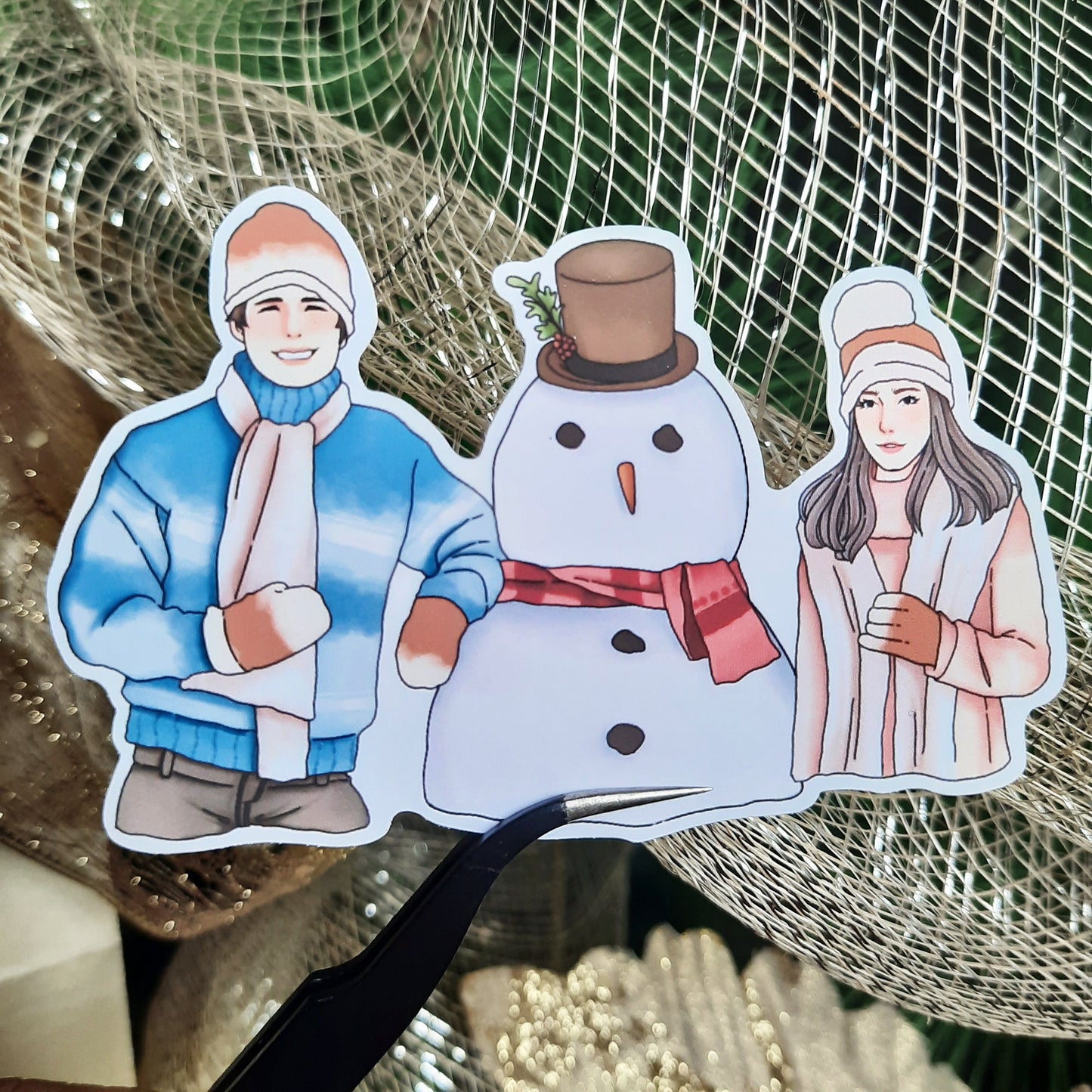 Holiday Spirit Girl & Couple Stickers
