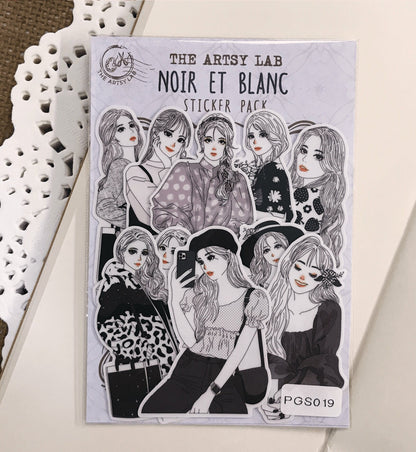 Noir et Blanc Girl Stickers
