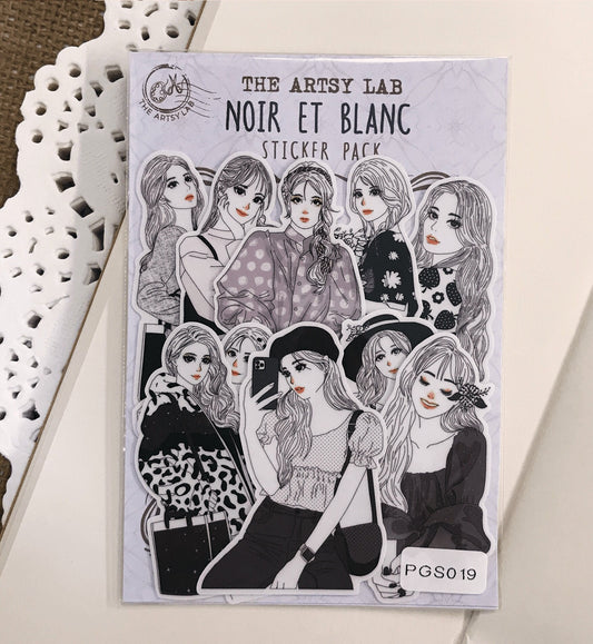Noir et Blanc Girl Stickers