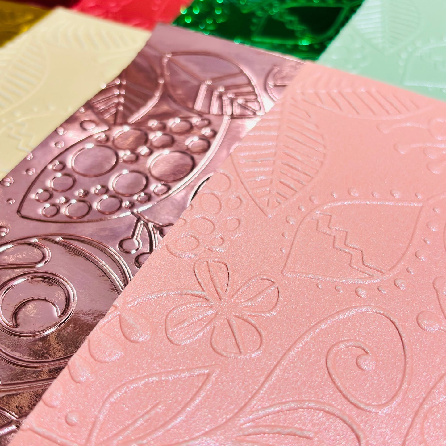 Decorative Christmas Embossed Cardstock  1, 250gsm Mirror Foil and Pearlescent Paper, Journal and Scrapbook, Book Journaling, The Artsy Lab