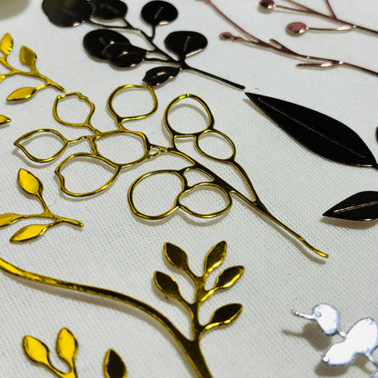 Mirror Foil Leaf Die Cuts: Scrapbooking Cardmaking Bundle