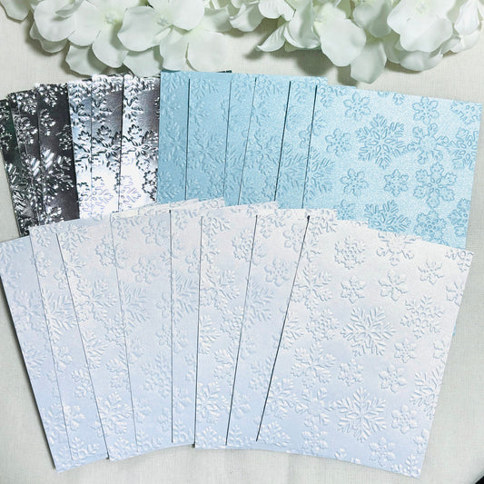 Decorative Snowflakes Winter Christmas Embossed Cardstock, 250gsm Mirror Foil and Pearlescent Paper, Journal and Scrapbook, The Artsy Lab