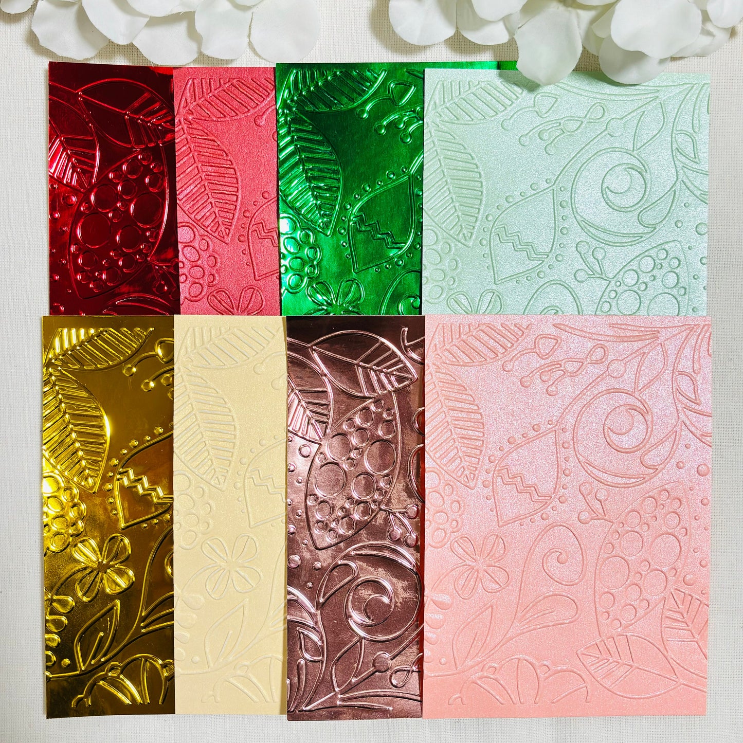 Decorative Christmas Embossed Cardstock  1, 250gsm Mirror Foil and Pearlescent Paper, Journal and Scrapbook, Book Journaling, The Artsy Lab