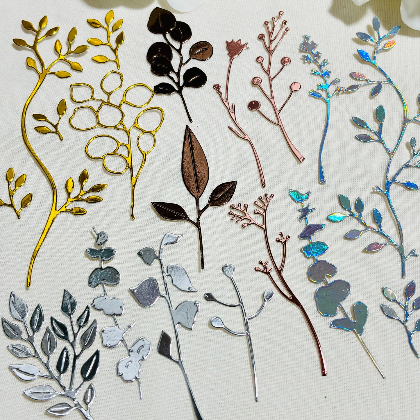 Mirror Foil Leaf Die Cuts: Scrapbooking Cardmaking Bundle