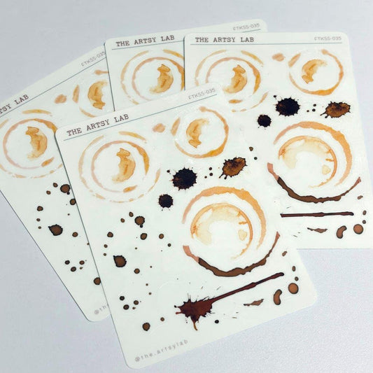 Coffee Stains Sticker Sheet: Planner, Journal, Scrapbook