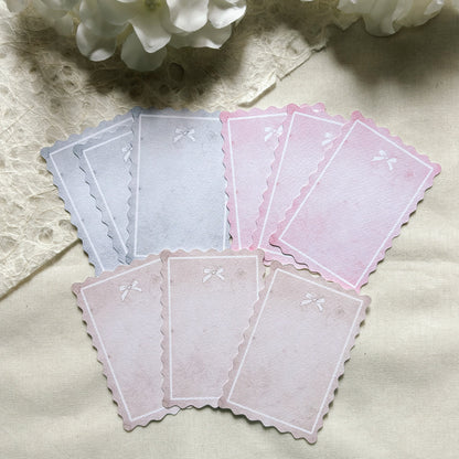 Dainty Memo Die Cut Papers, 3 colors, 9 loose sheets cards, Journal Ephemera, Scrapbook