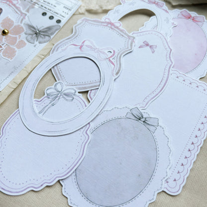 Ribbon Frames & Borders Die Cut Papers, 8 designs/sheets, Journal Ephemera, Scrapbook