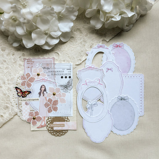 Ribbon Frames & Borders Die Cut Papers, 8 designs/sheets, Journal Ephemera, Scrapbook