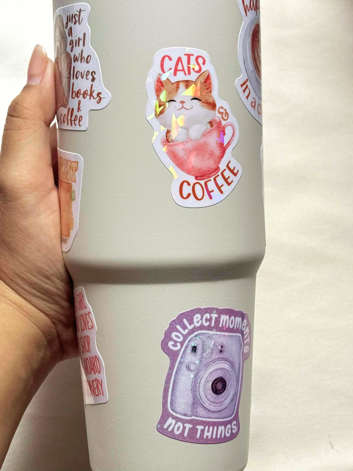 Cats & Coffee Vinyl Sticker,  Waterproof Stickers, The Artsy Lab