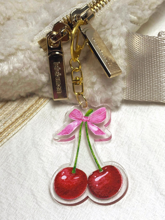 Cherry & Bow Acrylic Keychain