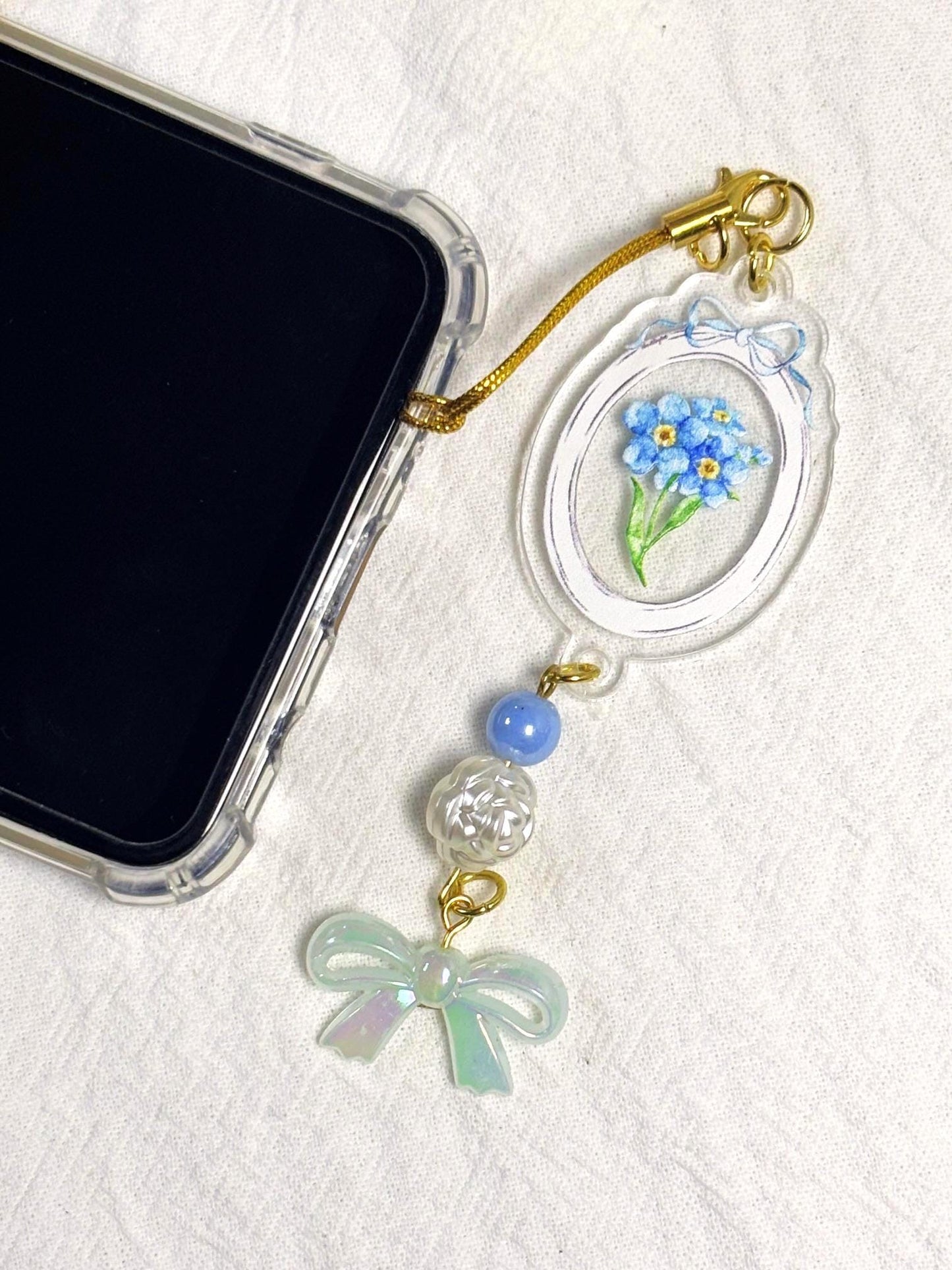 Forget Me Not Flower Acrylic Phone Charm