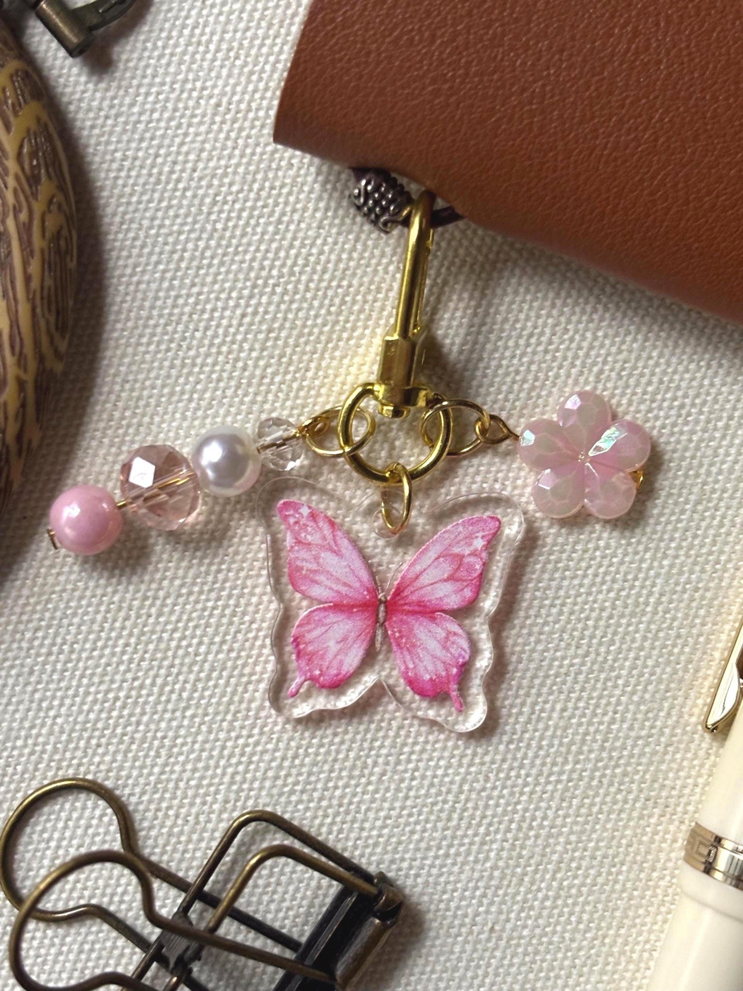Butterfly and Beads Acrylic Keychain