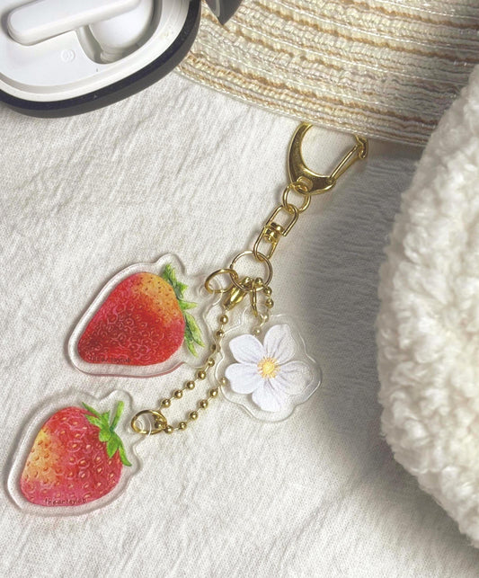 Strawberries Acrylic Keychain
