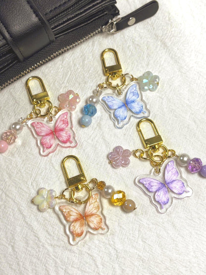 Butterfly and Beads Acrylic Keychain