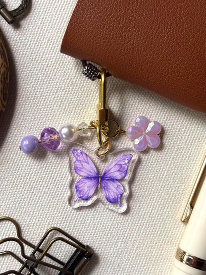 Butterfly and Beads Acrylic Keychain