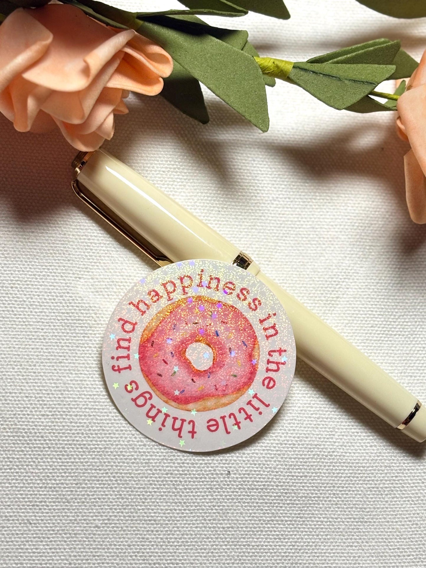 Happiness in Little Things Waterproof Sticker