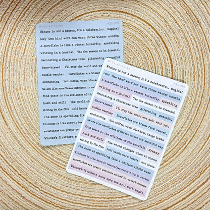 Winter Snow Sentiments